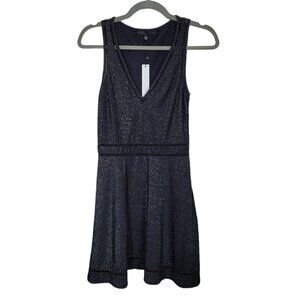 SANCTUARY Sz XS Shimmering Mini Dress Black Sleeveless Open Ladder Detail NWT